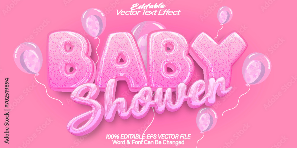  Baby Shower Vector Text Effect Editable Alphabet Newborn Birthday Party Kid