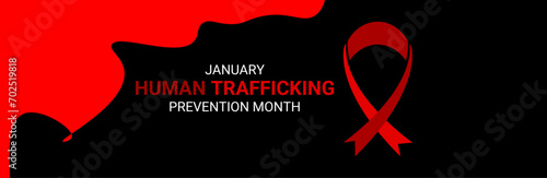 National Slavery and human trafficking prevention month is observed every year in January, to raising awareness about the different forms of human trafficking, also known as modern slavery. vector