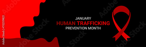 National Slavery and human trafficking prevention month is observed every year in January, to raising awareness about the different forms of human trafficking, also known as modern slavery. vector