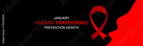 National Slavery and human trafficking prevention month is observed every year in January, to raising awareness about the different forms of human trafficking, also known as modern slavery. vector