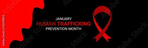 National Slavery and human trafficking prevention month is observed every year in January, to raising awareness about the different forms of human trafficking, also known as modern slavery. vector