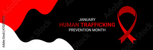 National Slavery and human trafficking prevention month is observed every year in January, to raising awareness about the different forms of human trafficking, also known as modern slavery. vector