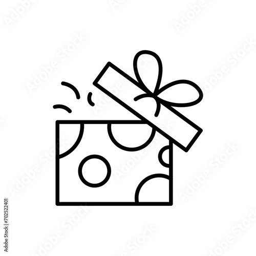 Open gift outline icons, minimalist vector illustration ,simple transparent graphic element .Isolated on white background