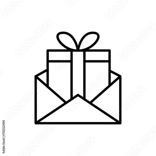 Gift mail outline icons, minimalist vector illustration ,simple transparent graphic element .Isolated on white background