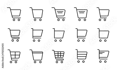 ショッピングカートのアイコンセット/買い物籠/カート/買物/購買/購入/イラスト/ベクター