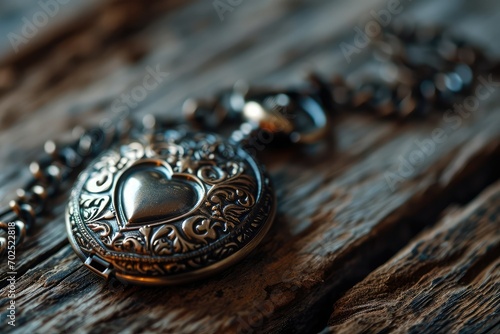 A vintage pocket watch with a heart engraving, symbolizing the timeless nature of love copy-space