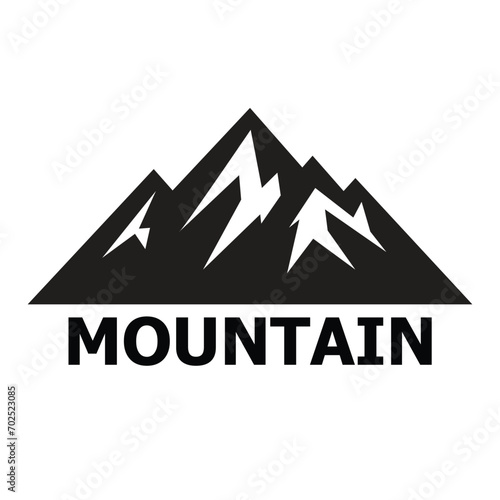 A logo of a mountain silhouette in black and white, using flat design style