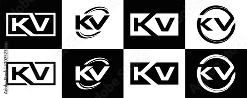 KV logo. KV set , K V design. White KV letter. KV, K V letter logo design. Initial letter KV letter logo set, linked circle uppercase monogram logo. K V letter logo vector design.	
 photo