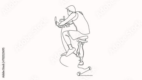 Wallpaper Mural Continuous single line sketch drawing of athletic man riding static bicycle at gym for speed endurance training. One line art of fitness sport healthy footage video animation Torontodigital.ca