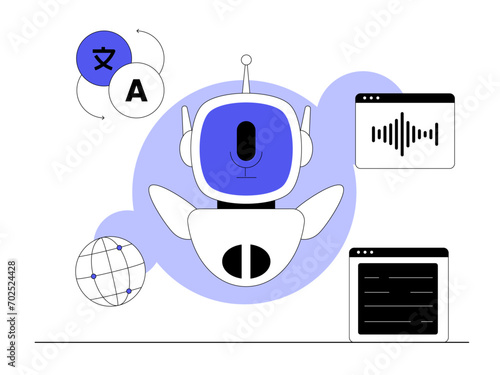 Robotic translate. Robotic technology illustrations.