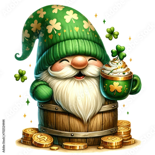 Cute Gnome Irish Coffee Cream Clipart Illustration