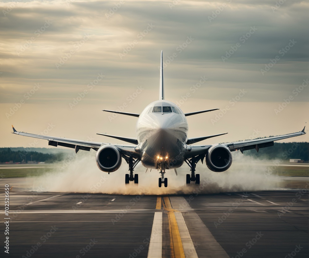 Obraz premium Airplane ascending from the airport for seamless journeys