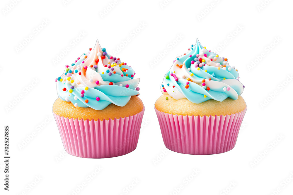 Colorful Cupcakes with Candy Sprinkles on transparent background Colorful Cupcakes with Candy Sprinkles on transparent background