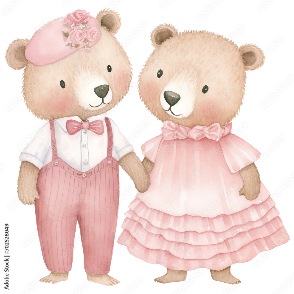 Romantic Teddy Bear Couple - Cute Pink Clipart for Valentine Romantic Teddy Bear Couple - Cute Pink Clipart for Valentine