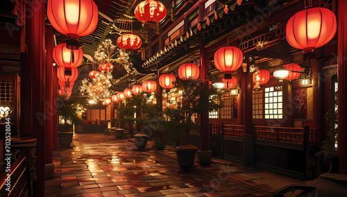decorated with lanterns and lights
