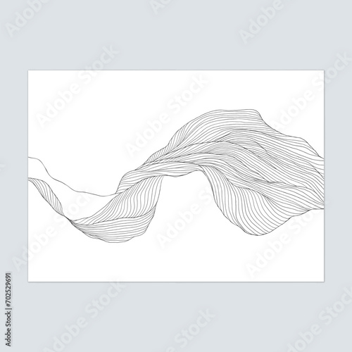 Black and white abstract line art illustration wall decoration