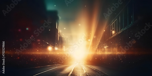 city ​​silhouette background with rising sunlight © Riz