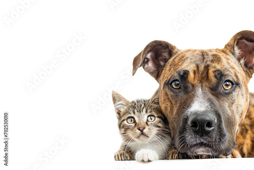 dog and cat on white backgroud © linen