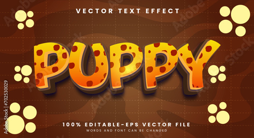 Yellow puppies 3d editable cartoon style text effect - font style