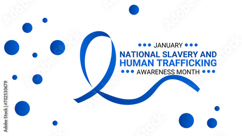 National Slavery and human trafficking prevention month is observed every year in January, to raising awareness about the different forms of human trafficking, also known as modern slavery. vector