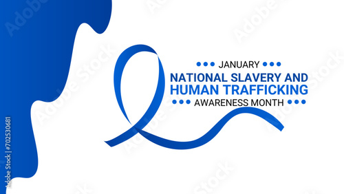 National Slavery and human trafficking prevention month is observed every year in January, to raising awareness about the different forms of human trafficking, also known as modern slavery. vector