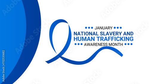 National Slavery and human trafficking prevention month is observed every year in January, to raising awareness about the different forms of human trafficking, also known as modern slavery. vector