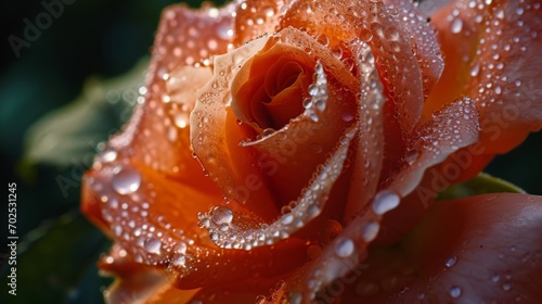 Close Up of Dew Kissed Rose in Bloom