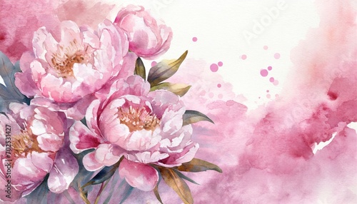 The hand painted pink color watercolor flowers wallpaper for design.