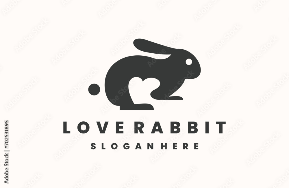 Obraz premium rabbit love logo design template
