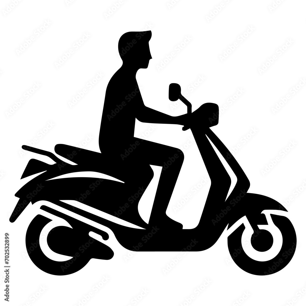 Fototapeta premium minimal Motor Scooter Silhouette Vector silhouette on white background
