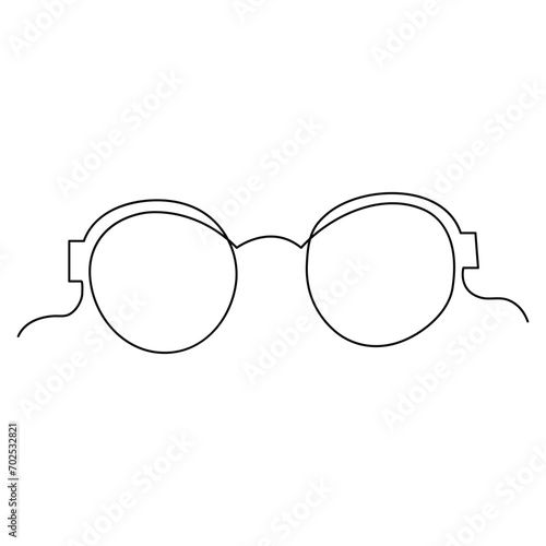 Sunglasses outline vector illustration of front view eyeglasses continuous single line art drawing 