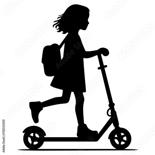 minimal Silhouette child scooter Vector silhouette on white background
