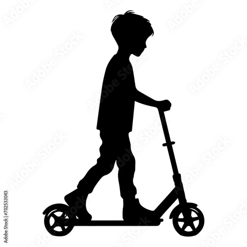 minimal Silhouette child scooter Vector silhouette on white background