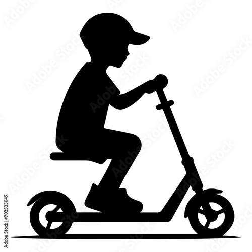minimal Silhouette child scooter Vector silhouette on white background