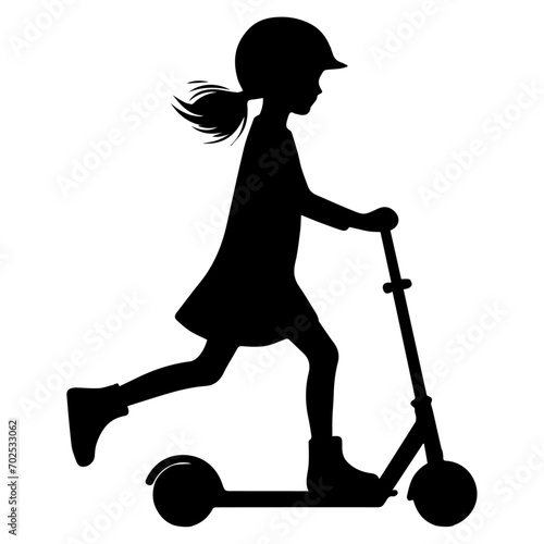 minimal Silhouette child scooter Vector silhouette on white background