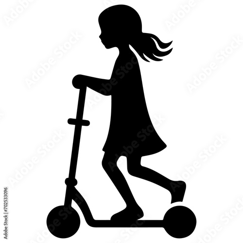 minimal Silhouette child scooter Vector silhouette on white background