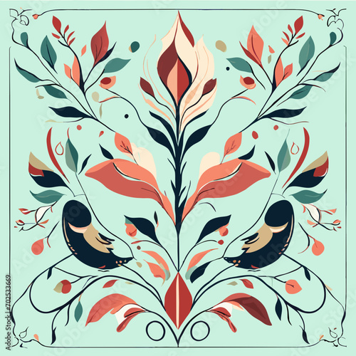 Floral Nostalgia - Graceful Vintage Plant Patterns for Scarf Fabrics