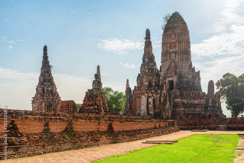 Scenic ruins of Wat Chaiwatthanaram in Ayutthaya, Thailand