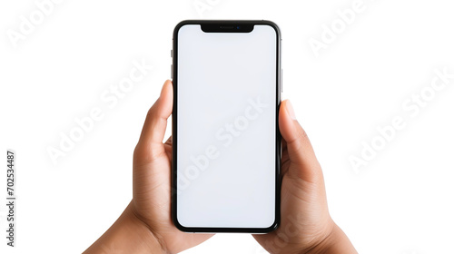 hand holding smart phone isolated on transparent background Remove png, Clipping Path, pen tool