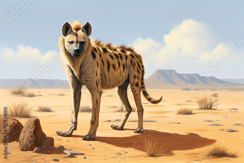 hyena on desert