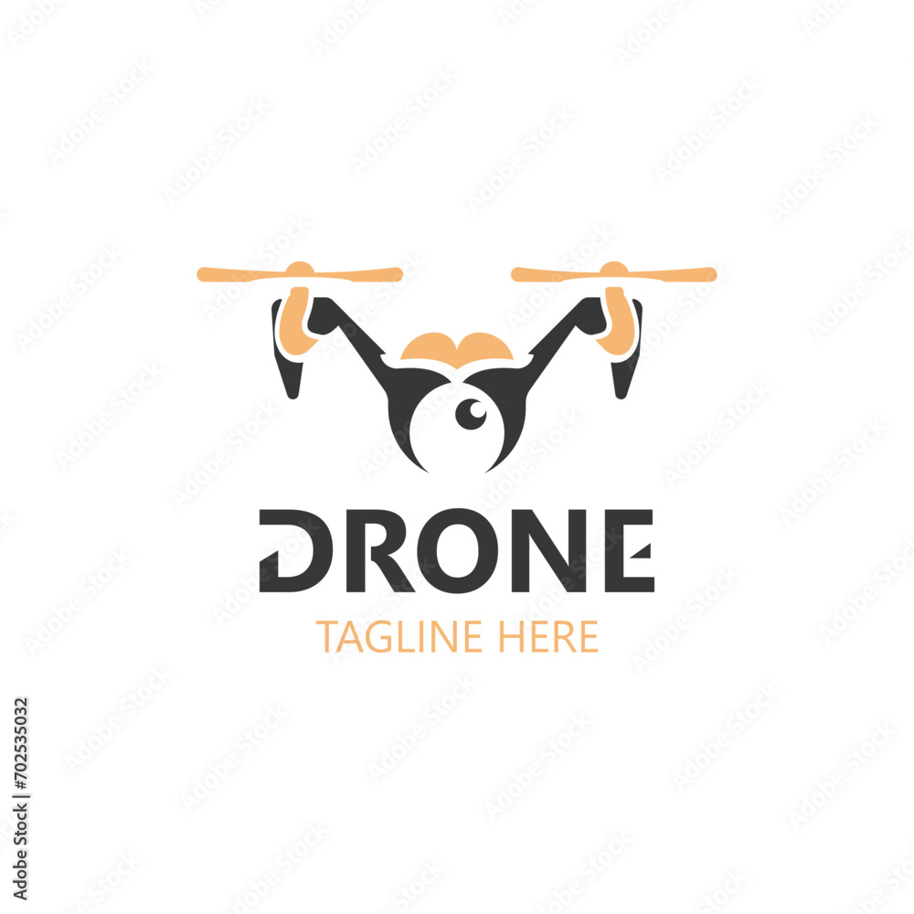Drone aerial with camera vector template icon. logo photography drone vector. quadcopter flat style Drone aerial with camera vector template icon. logo photography drone vector. quadcopter flat style