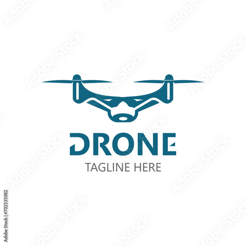 Drone aerial with camera vector template icon. logo photography drone vector. quadcopter flat style