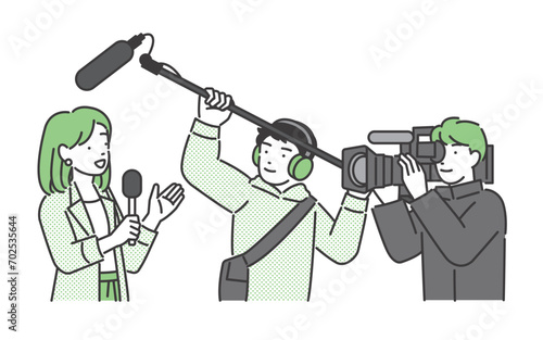 テレビ中継をするテレビスタッフのベクターイラスト素材