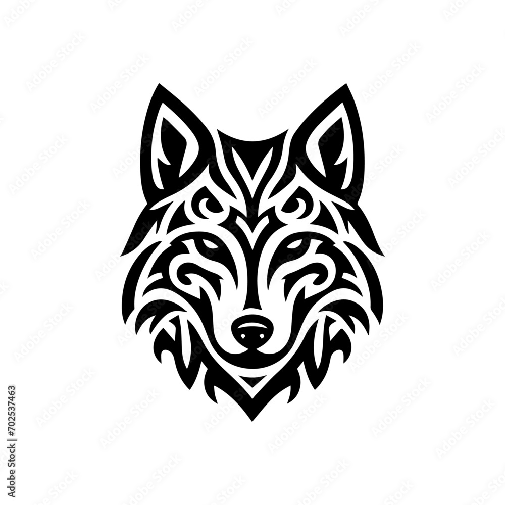 Fototapeta premium wolf tribal tattoo logo icon design illustration