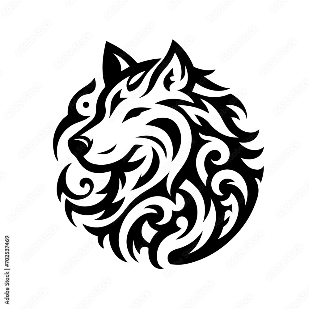 wolf tribal tattoo logo icon design illustration wolf tribal tattoo logo icon design illustration