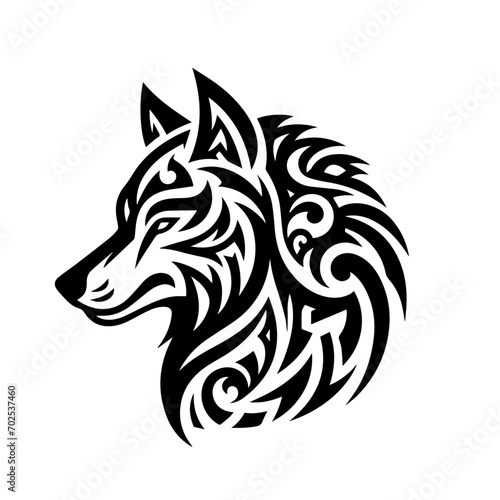 wolf tribal tattoo logo icon design illustration