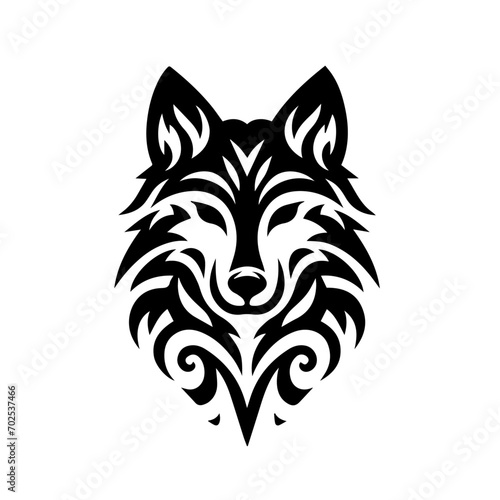 wolf tribal tattoo logo icon design illustration