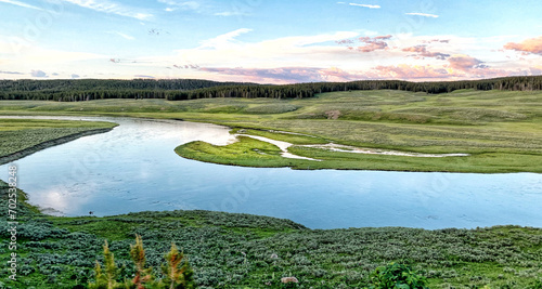 Hayden Valley in Yellowstone National Park, Wyoming Montana. Northwest. Yellowstone is a summer wonderland to watch the wildlife and natural landscape. Geothermal. 
