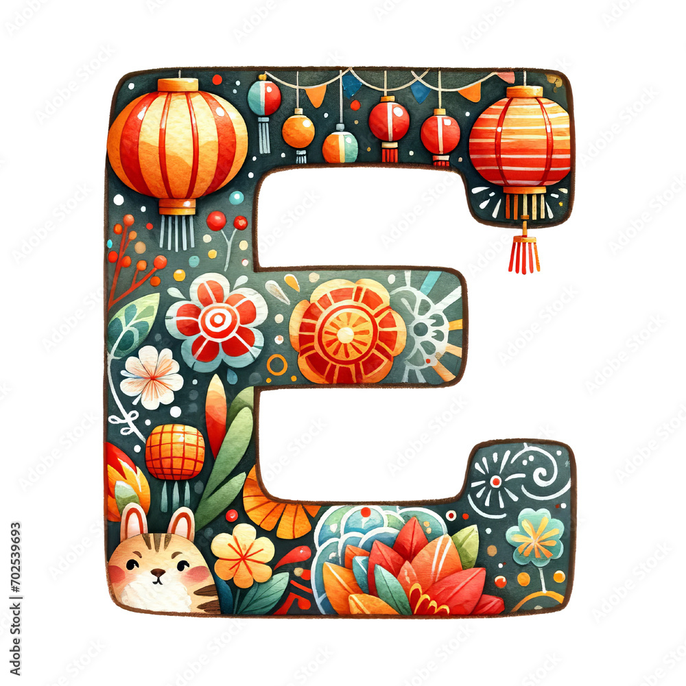 chinese alphabet, chinese number, chinese clipart, water color clipart
