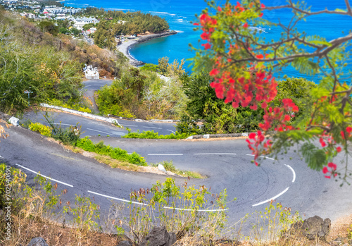 Route en lacets, Chemin Surprise, saint-Leu, île de la Réunion 